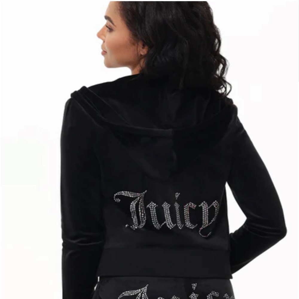 NWT OG Bling Black Velvet Zip-Up Hoodie